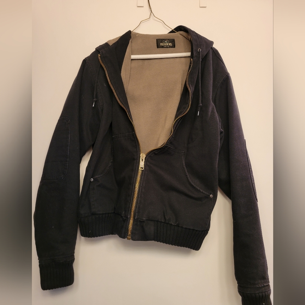 RedHead Black Canvas With Inner Tan Fleece Jacket Medium Mens